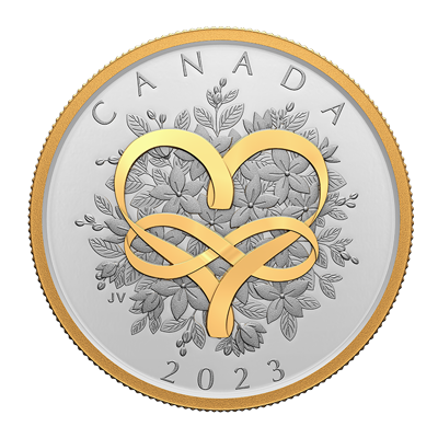 A picture of a 2023 $20 Fine Silver Coin - Celebrate Love